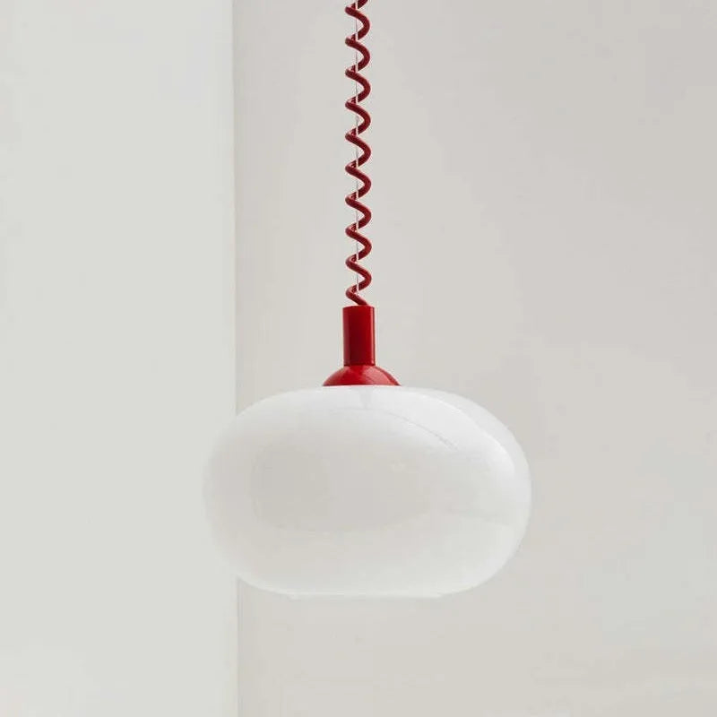 D25CM glass chandelier with red, yellow, or blue flexible wire, 220V modern pendant light