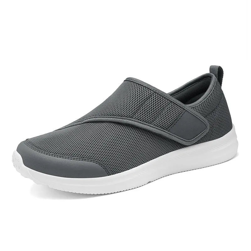 Mesh walking shoes with Velcro closure in black, blue, gray, or wine red colours