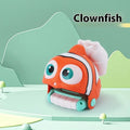 Children's handheld animal water gun toy in clownfish, shark, crocodile or dinosaur design.