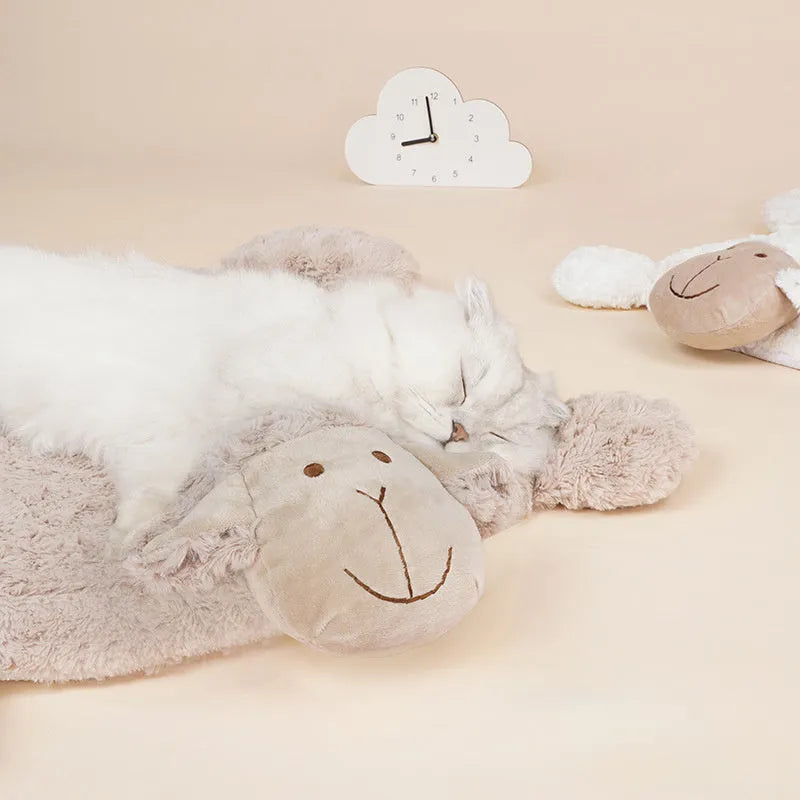 Pet mat in lamb fabric, 40x50cm, available in coffee and white, for cats and dogs.