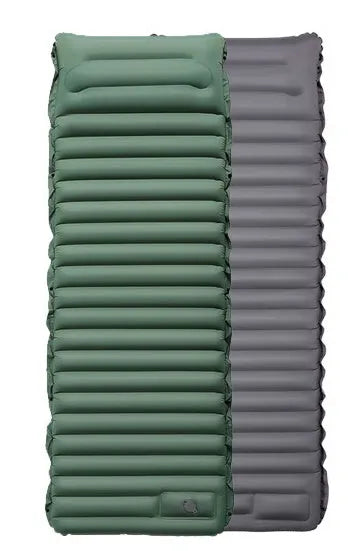 Camping foot type automatic portable inflatable bed 190x70x10cm blue with green colour on grass
