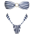 Striped tube top bikini in stripes, backless design, available in S, M, L, made of polyester for swimming and fitness