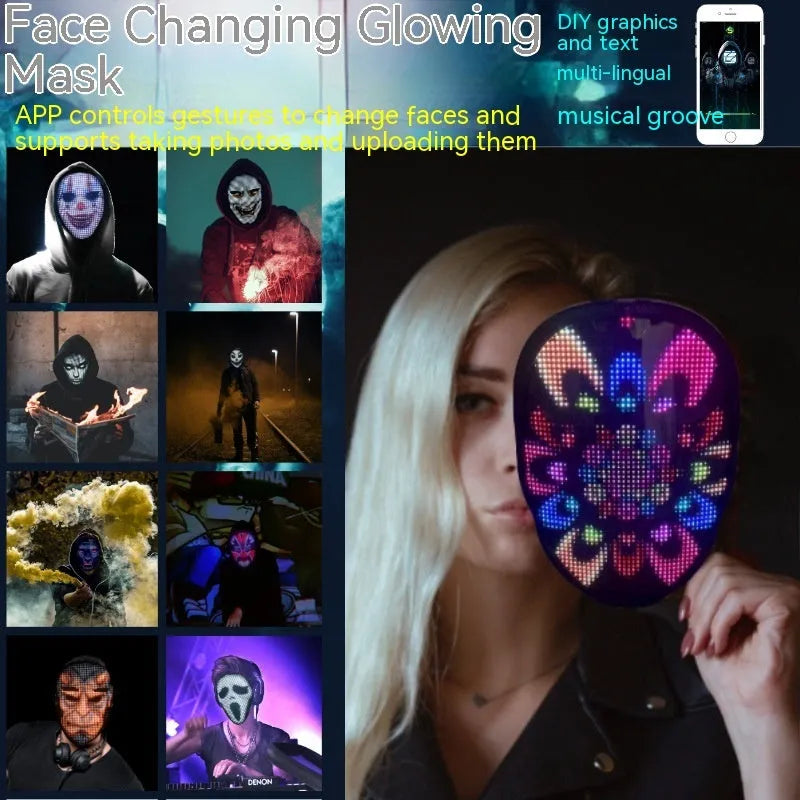 Avengers character LED face mask with luminous display and gesture control features