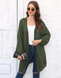 Women's longline acrylic cardigan in a free size loose fit, shown in brown.