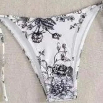 Sexy ink painting print halter lace-up bikini set in multicolor for women swimming wading sports, black light blue pink options