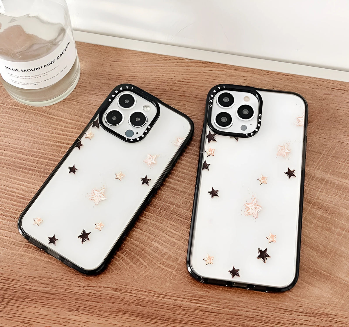 Simple doodle lucky star acrylic side PC hard phone case for iPhone 11 to 14 series
