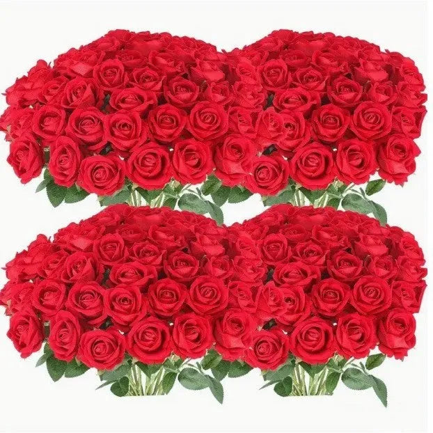 Artificial silk flower bouquet in red or white for home and outdoor decoration, 12g per piece