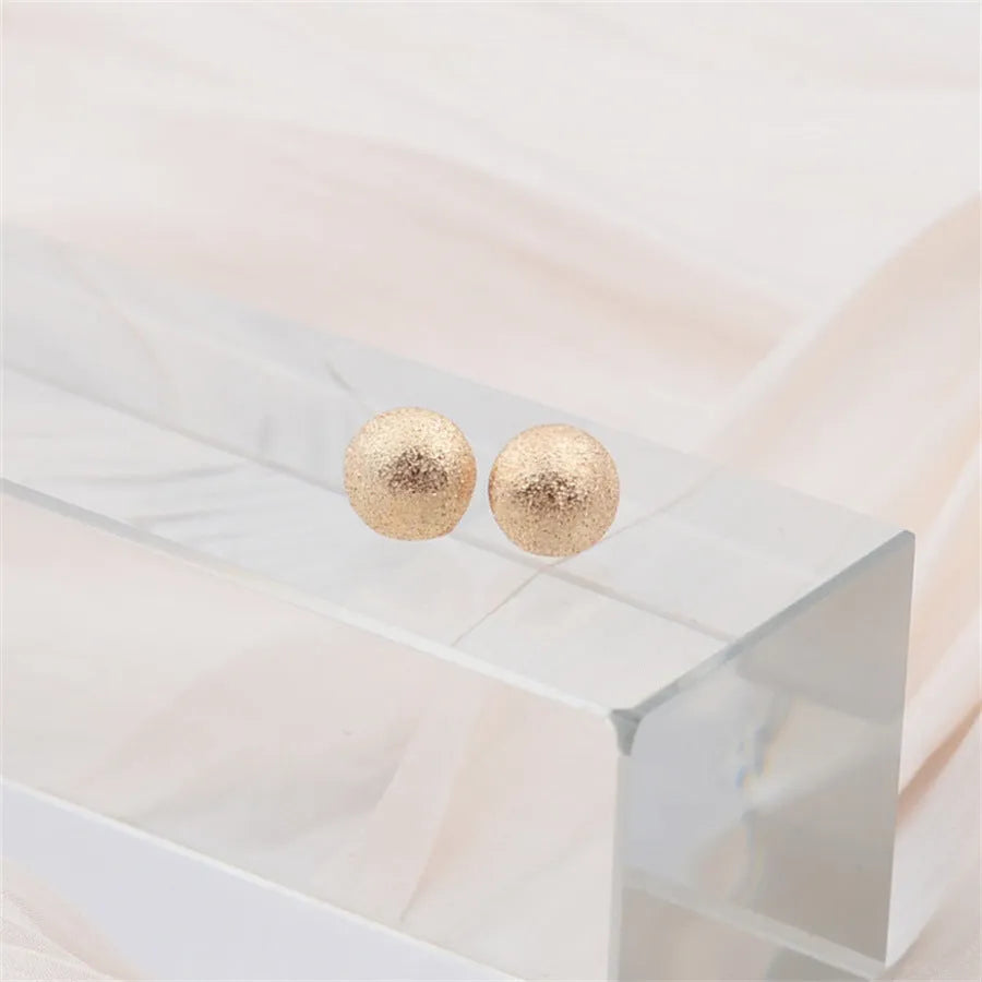 Gold metal geometric small stud earrings with round element for women fashion OL style
