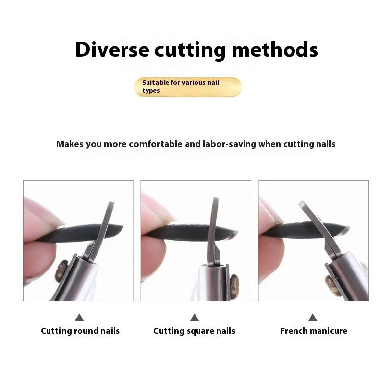Close-up of stainless steel U-shaped nail art scissors with an electrophoretic black finish.