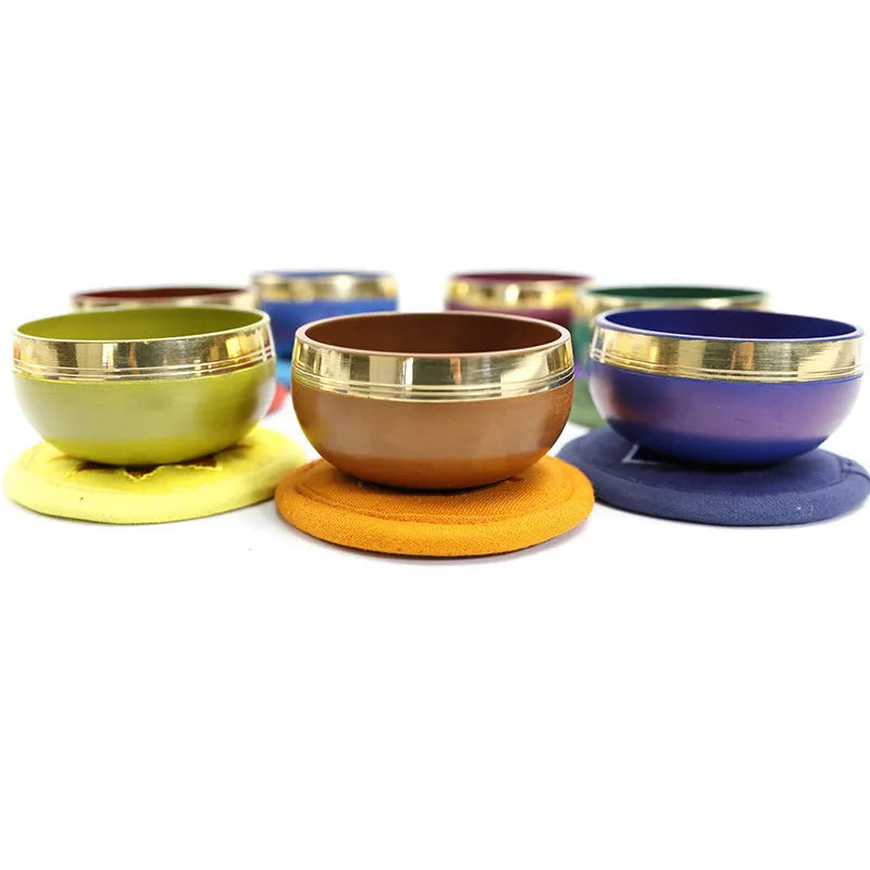 Handmade Himalaya singing bowl percussion instrument in blue colour, 8cm diameter for yoga and meditation.