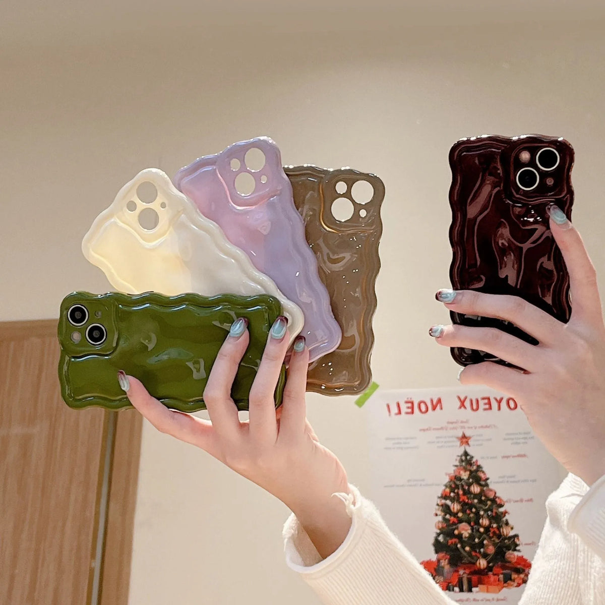 Wave Shell TPU phone case for iPhone with wave meteorite pattern in milky white colour