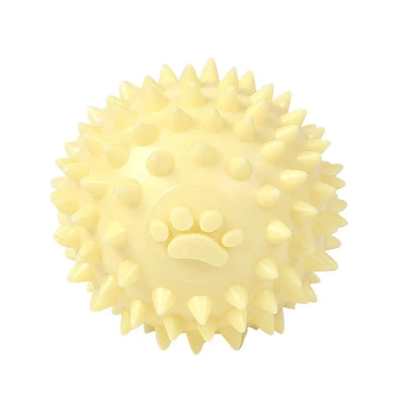Blue TPR dog chewing ball with footprint design, 6cm diameter for tooth cleaning