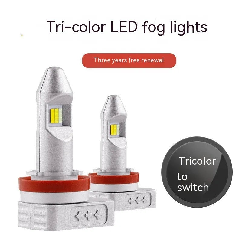 Universal retrofit LED fog lamp bulb with aluminium housing for cars, motorcycles, and trucks.