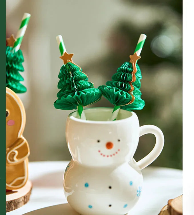 Honeycomb Christmas tree paper straws, straight pipe, 197mm, 50 pieces per pack
