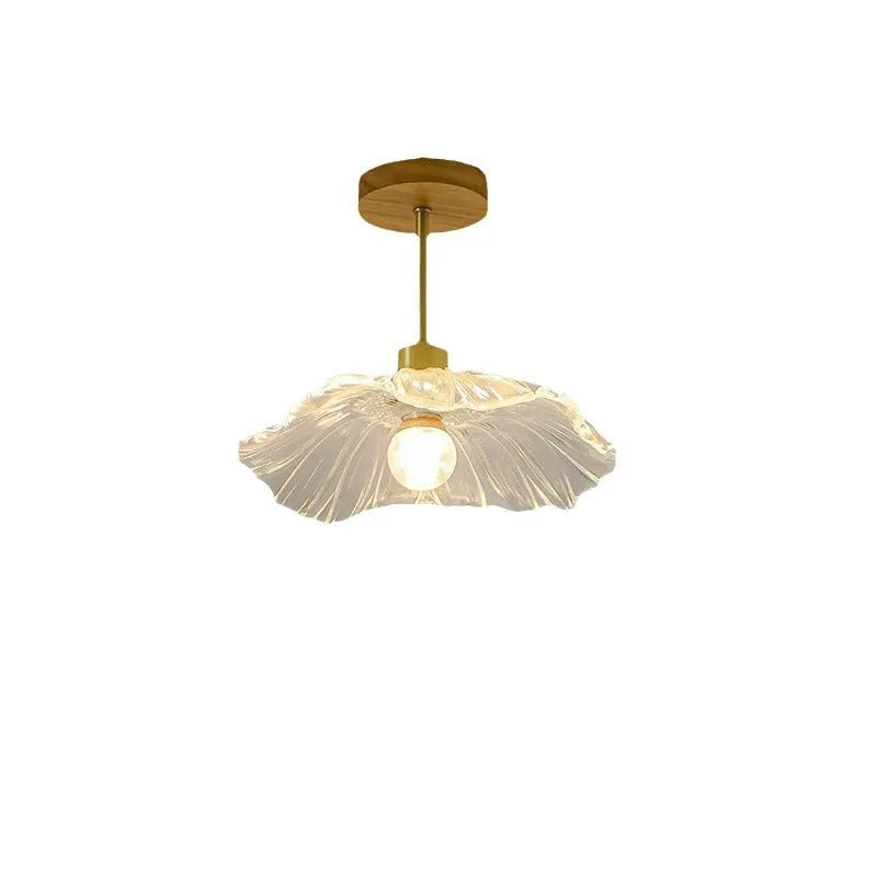 Japanese style walnut wood and brass ceiling lamp with tricolor light for entrance hallway