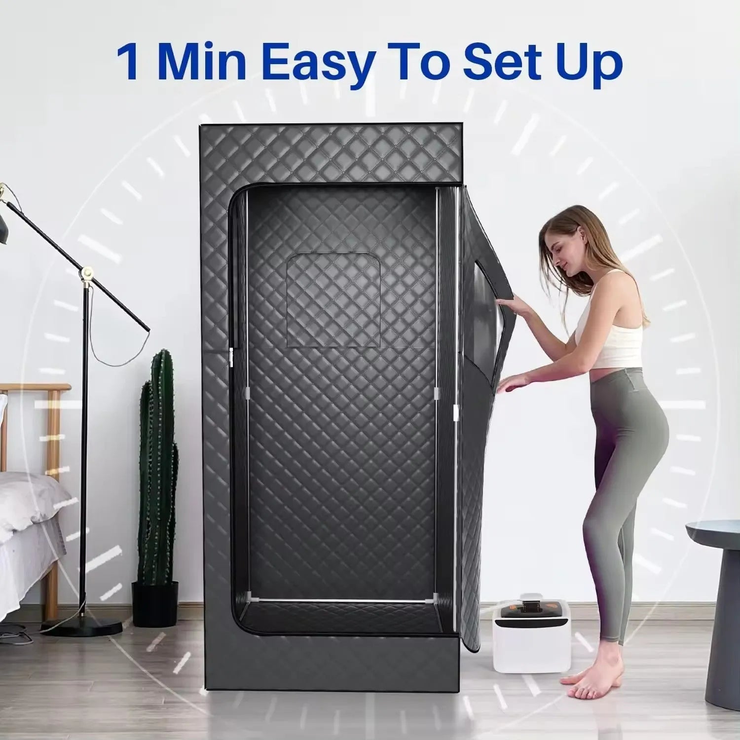 Removable mobile sauna room with stainless steel thickened bracket 180x80x80 cm for home steam spa