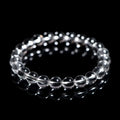 Natural Donghai white crystal round bead bracelet with geometric single circle design on a wrist.