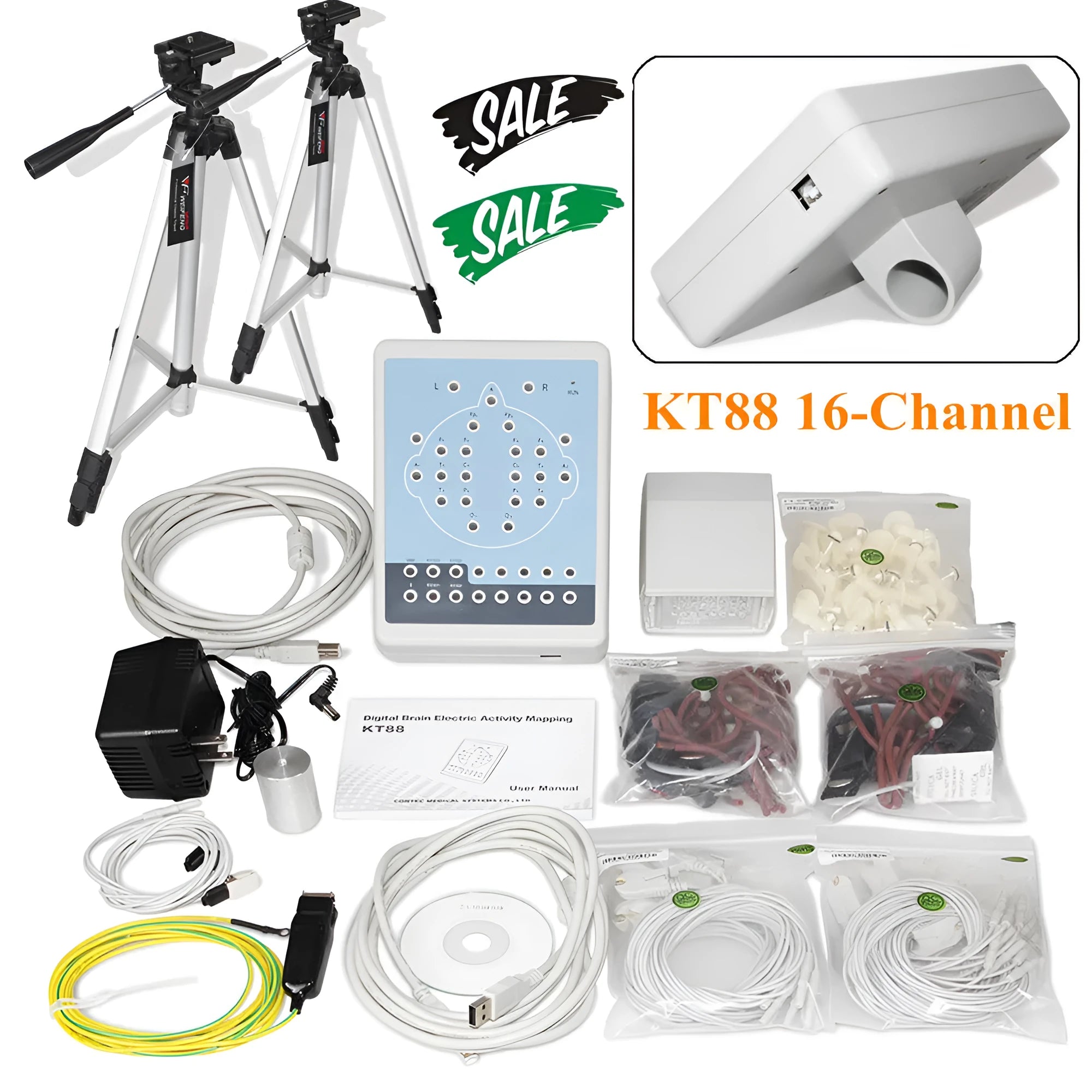 CE CONTEC KT88-1016 16-channel digital electroencephalogram and brain mapping system on a stand.