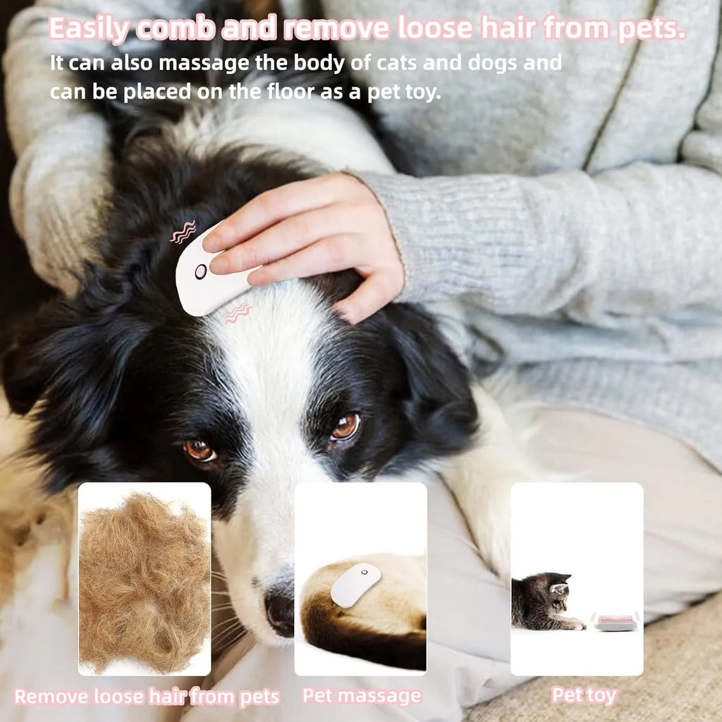 Pink electric pet massage brush with TPE teeth for cats and dogs grooming