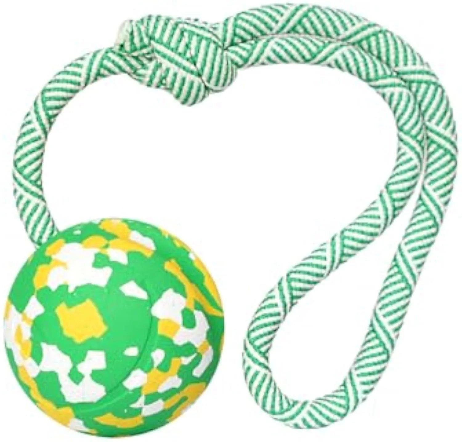 Natural rubber dog ball attached to nylon rope for medium and small breed interactive play