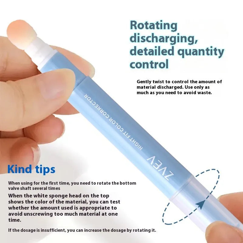 Concealer cream pen with sponge brush applicator showing three colour shade options