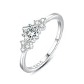 S925 silver ring with geometric rhombus shape and gold-plated setting on a plain background