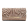 Women's hardware edge clutch bag in pink with PU leather and canvas lining, horizontal square shape
