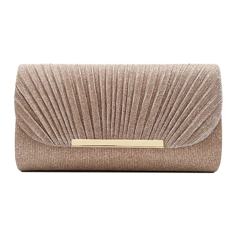 Women's hardware edge clutch bag in pink with PU leather and canvas lining, horizontal square shape