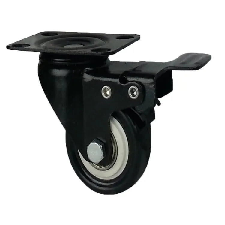 Red double bearing mute universal caster in PP PU PVC, 1.5-5 inch flat bottom or M8 M10 M12 screw fixing