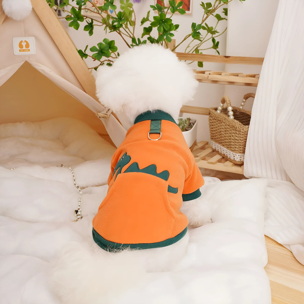 Thickening polar fleece dog coat in dark green, available in sizes S to XXL for small to large dogs