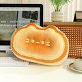 Cheese shaped plush pillow with cute kitten design in caramel colour, 40cm size