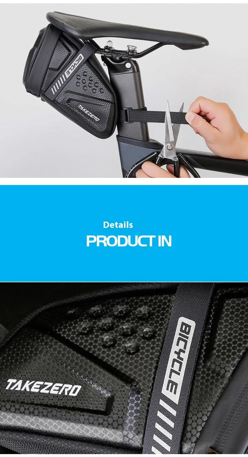 Black 1L bicycle saddle bag for mountain bike with fixture and fitting, tail bag for small tools