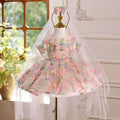 Girls pink princess dress for birthday party host, polyester lined, sizes 80cm to 150cm