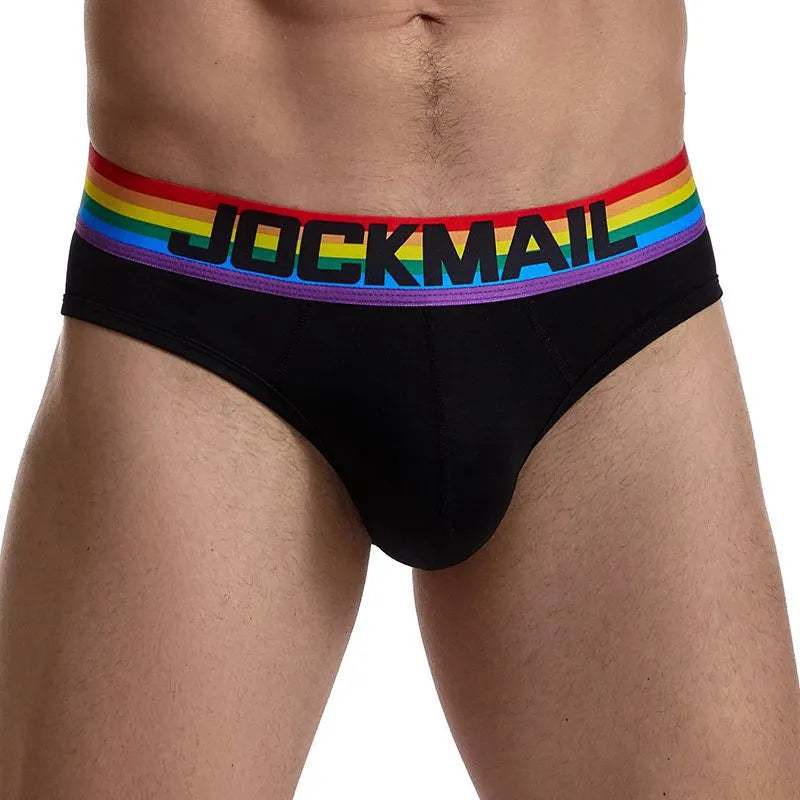 Low waist nylon briefs for men, pure colour solid black, transparent fabric, size L