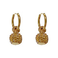 Coffee colour full diamond hollow ball ear clip with thick real gold plating on copper base