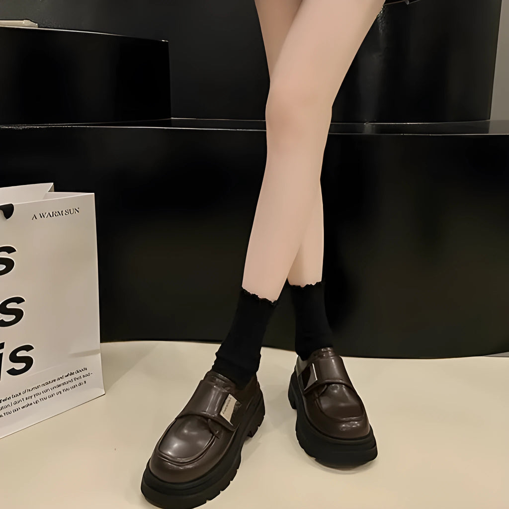 Women's black chunky heel square heel shoes with cross strap round toe low top microfiber upper