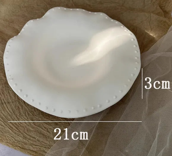 Vintage French relief gypsum jewellery display plate 13 by 21cm white artistic plaster stand with sculpted detailing