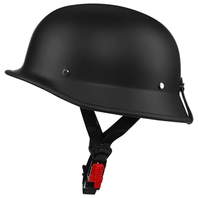 Motorcycle unisex half helmet in matte black with ABS shell