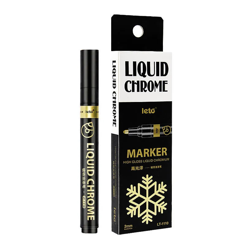 Metal mirror chrome plated marker pen in rose gold, champagne gold, gold plated or silver plating with 0.8mm to 2.0mm nib
