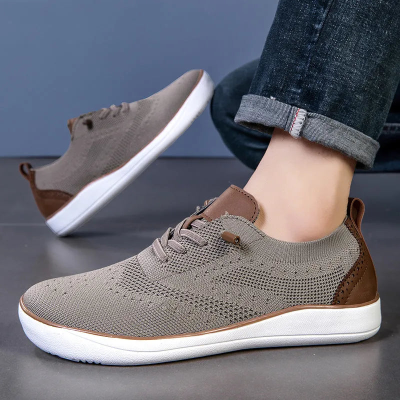 Widened and fattened big foot mesh walking shoes for men, fabric upper, EVA sole, flat heel, round toe, low-top casual shoes