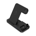 Black four-in-one wireless phone charger with QC3.0 charging head for multiple devices