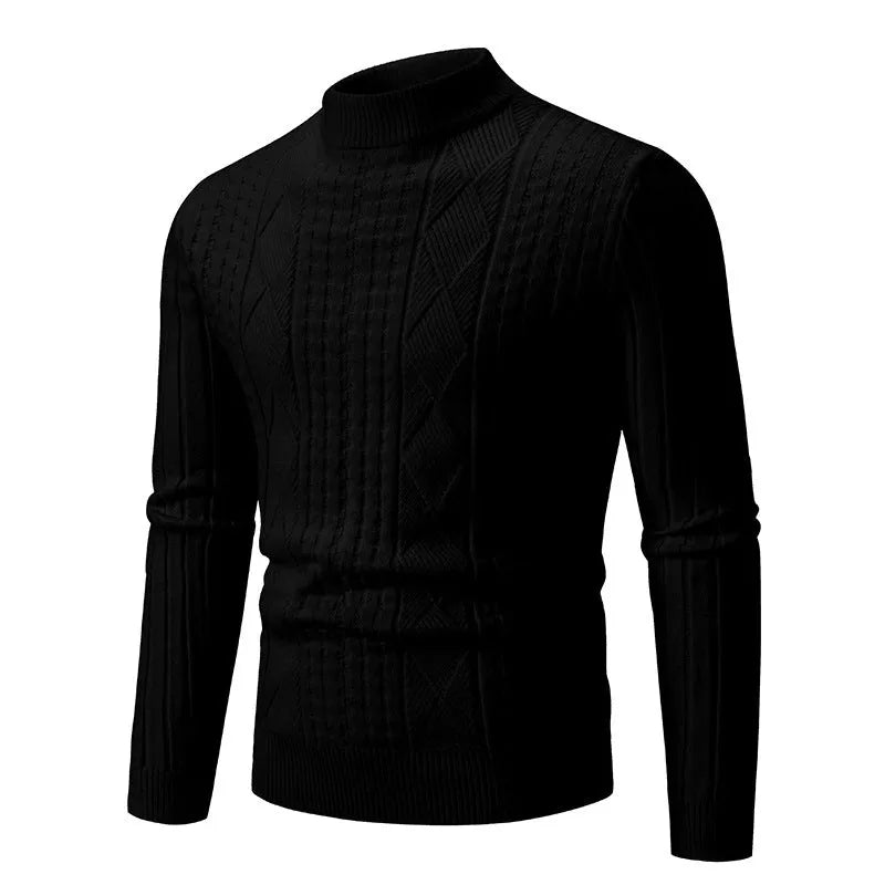Men's cotton blend jacquard pullover sweater in beige, slim fit, long sleeve, available in sizes M to XXXL