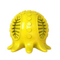 Small octopus dog chew toy in blue, green, pink, or yellow with sound for teeth cleaning and play.