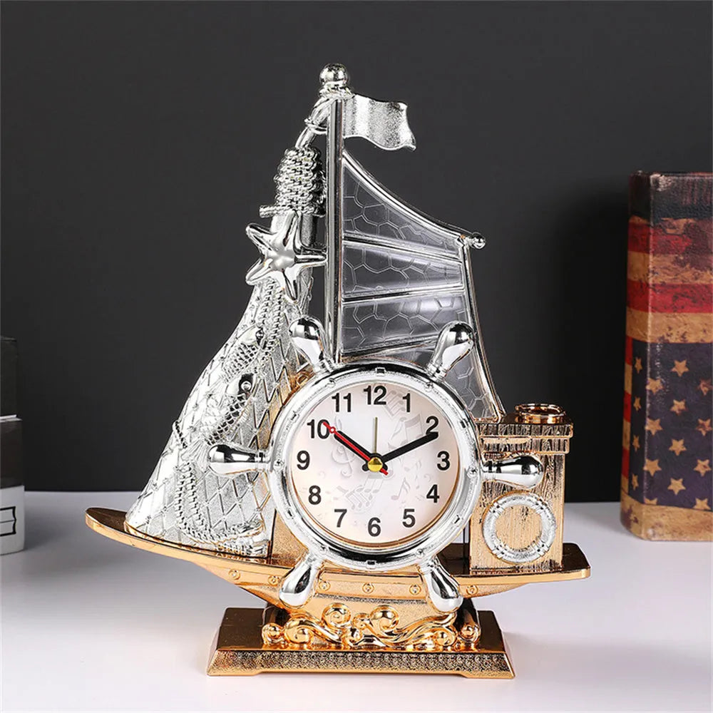 Gold or silver plastic fashion alarm clock with packaging dimensions 22.6cm × 9.6cm × 15.5cm