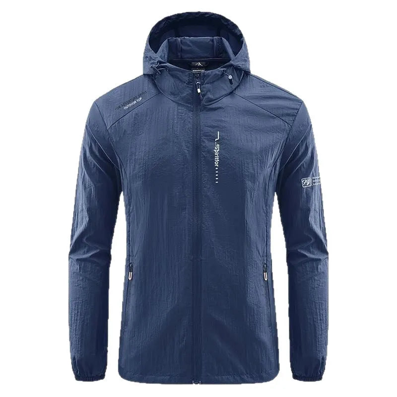 Men's lightweight nylon hooded jacket for summer outdoor wear in multiple colour options