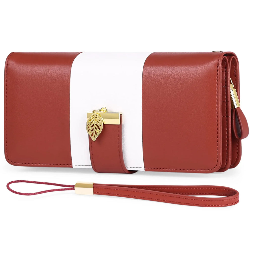 Midnight black women's anti-theft clutch bag with gold-tone lock, showing interior microfiber lining and card slots.