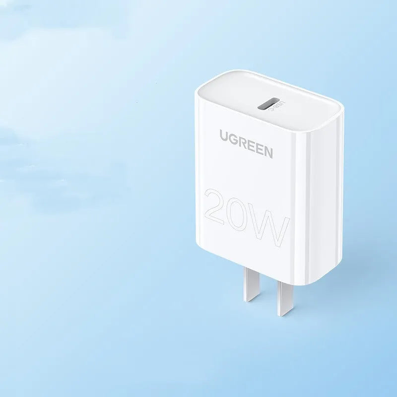 White 20W PD fast charging head, MFi certified, 70x35x90mm, 48g, with US plug for iPhone 8-14