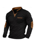 Men's stand collar long-sleeved sweater pullover solid colour polyester blend straight fit
