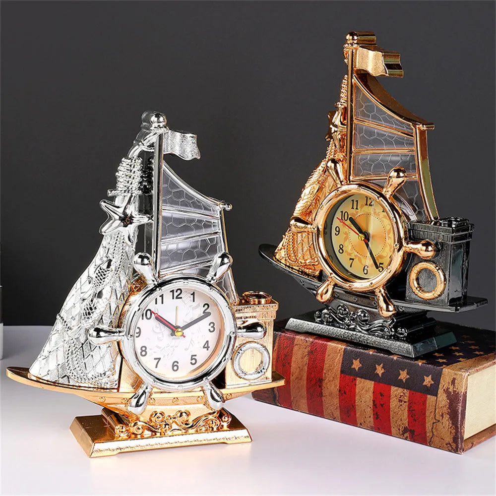 Gold or silver plastic fashion alarm clock with packaging dimensions 22.6cm × 9.6cm × 15.5cm