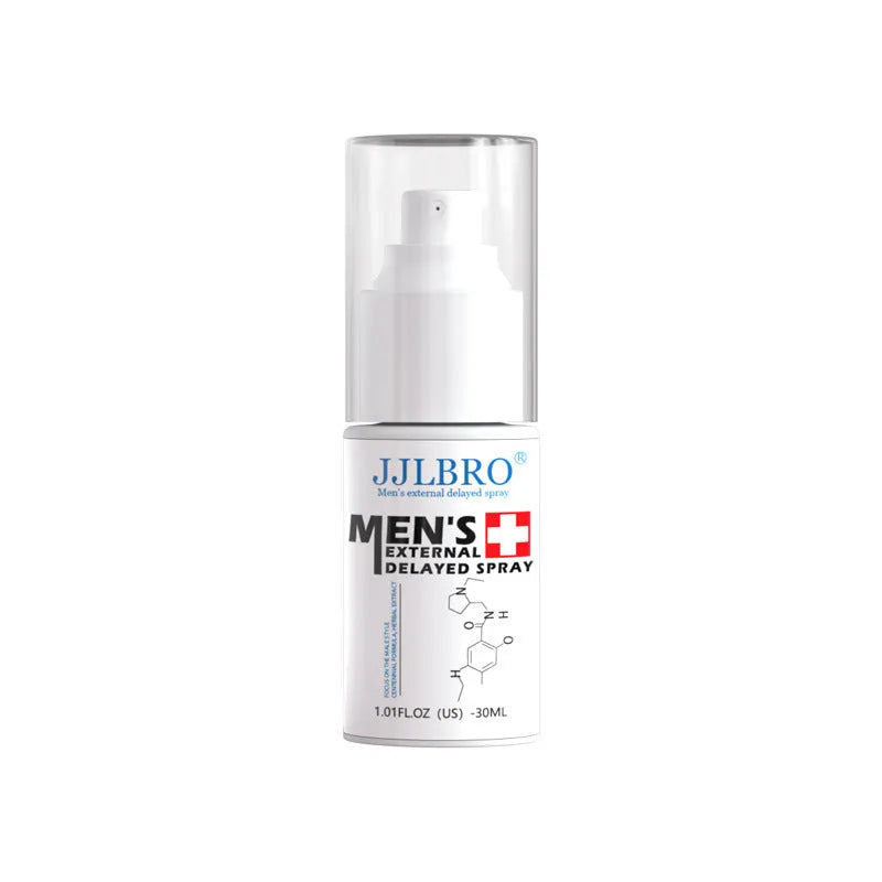 White 30ml bottle of plant extraction delay spray for men.